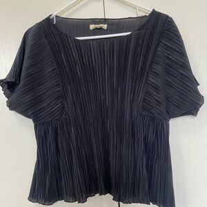 Madewell Black Pleated Boxy Blouse